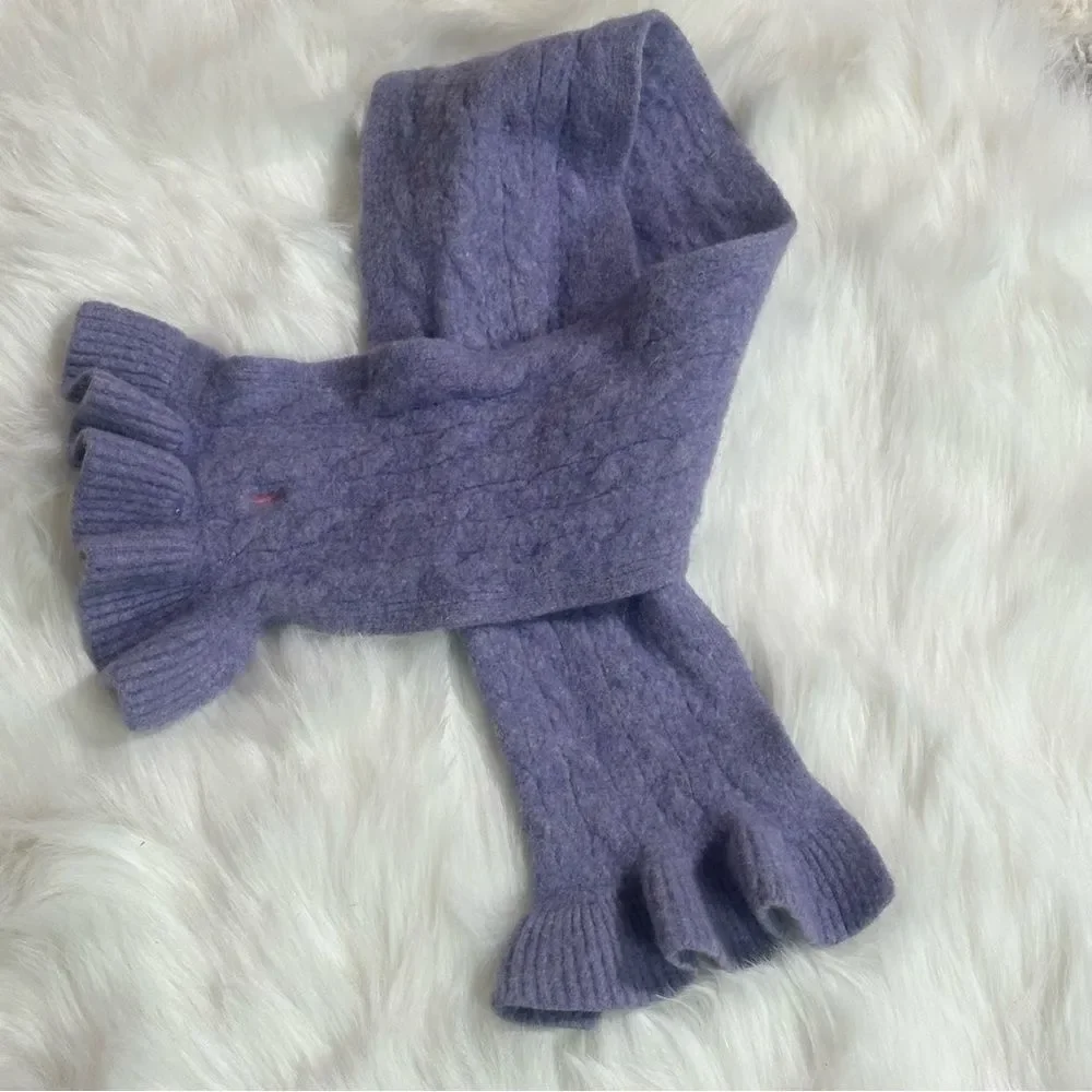 Ralph Lauren Purple Knit Scarf with Ruffled Edges